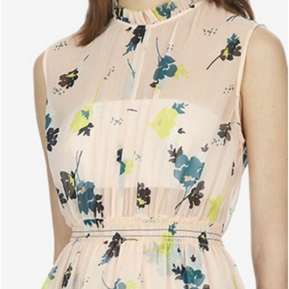 Self-Portrait Asymmetric High Neck Floral Dress 0 - Picture 7 of 12